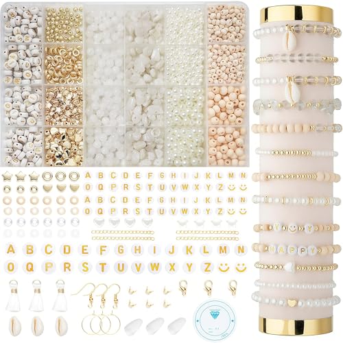 RTIOUJGI Naturstein-Perlen-Set für Armbänder – Edelstein Beads zum Auffädeln & Schmuckherstellung – 1000+ Perlen, 6–12 mm – DIY Schmuck Basteln für Erwachsene & Kinder (Natursteinperlen2) von RTIOUJGI