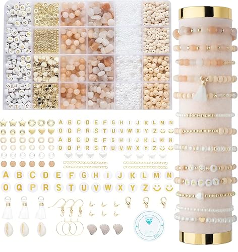 RTIOUJGI Naturstein-Perlen-Set für Armbänder – Edelstein Beads zum Auffädeln & Schmuckherstellung – 1000+ Perlen, 6–12 mm – DIY Schmuck Basteln für Erwachsene & Kinder (Natursteinperlen3) von RTIOUJGI