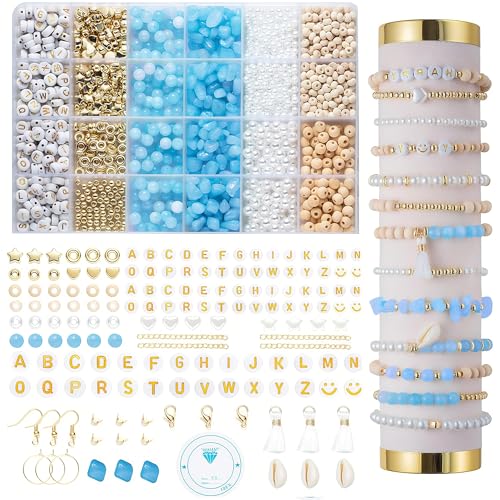 RTIOUJGI Naturstein-Perlen-Set für Armbänder – Edelstein Beads zum Auffädeln & Schmuckherstellung – 1000+ Perlen, 6–12 mm – DIY Schmuck Basteln für Erwachsene & Kinder (Natursteinperlen4) von RTIOUJGI