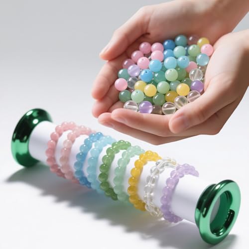 RTIOUJGI Steinperlen rund bunt – Naturstein-Perlen zum Auffädeln für DIY Schmuck – Matt & glatt, 300 Stück – 8 mm Edelsteinperlen für Armbänder, Kinder & Erwachsene (Natursteinperlen7) von RTIOUJGI