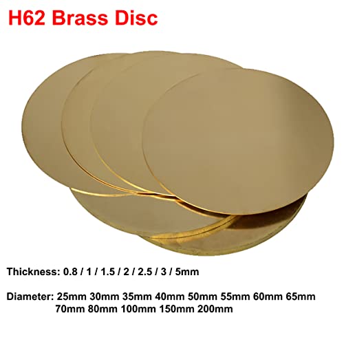 1 Stück H62 Messingscheibe, Durchmesser 25 mm – 200 mm, Dicke 0,8 mm, 1 mm, 1,5 mm, 2 mm, Messingdichtung, reines Kupfer, runde Platte, Messingteile schneiden(2x60mm - 1pcs) von RTKYYZ