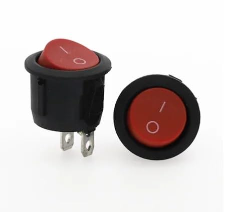 100 Stücke 20mm Durchmesser Kleine Runde Boat Wippschalter Schwarz Mini Rund Schwarz Weiß Rot 2 Pin EIN-AUS Wippschalter(Red 100Pcs) von RTKYYZ