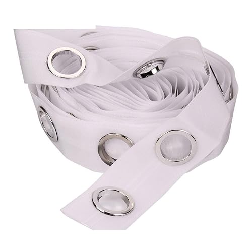 15 m Ösenringe, Band, Vorhänge, Zubehör, Kopfteil, oberes Band, 6 Ringe/M Ring, Faltenhaken, weißes Band for Vorhänge(WHITE,10 m) von RTKYYZ