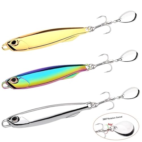3-teiliges Metall-Jigköder-Set for Angeln, künstlicher Hartfischköder, sinkender Casting-Jigging-Köder, Löffel-Spinnerbait, 80 g, 60/40/20 g(3PCS With 1 Hook,60G) von RTKYYZ