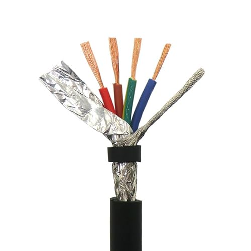 5 m flexibles, abgeschirmtes Stromkabel, 4-adrig, 0,5, 0,75, 1, 1,5, 2,5 mm², mit reinem, sauerstofffreiem Kupfer, 5 m Schleppleinendraht (20, 19, 17, 15, 13 AWG) (Size : 5m, Color : 4 core 1.5mm2) von RTKYYZ