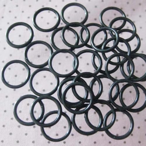 50 Stück transparente/weiße/schwarze O-Ringe in verschiedenen Größen for BH-Gürtel, verstellbare Schnallen, Nähzubehör aus Kunststoff(Black,Inner 12mm Dia) von RTKYYZ