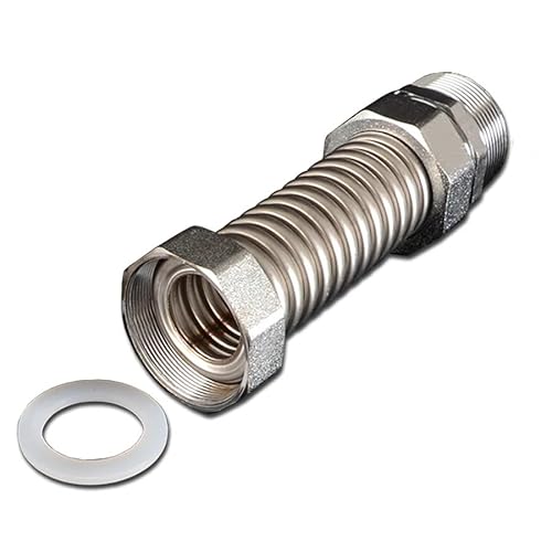DN32 40 DN50 65 1-1/2 Zoll BSP Metallanschluss Wellrohre Flexible Rohre Warm- und Kaltwasser 304 Stahl Versorgungsschlauch Armaturen 1 Stück(DN40 l 1-1l2,40cm) von RTKYYZ