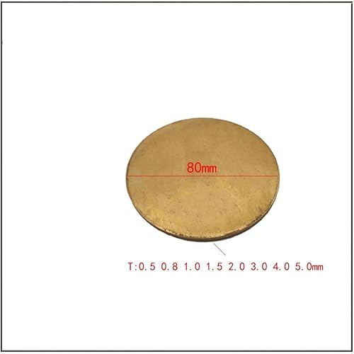 H62 Durchmesser 30 50 60 80 100 150 200 mm dick 0,5 1,0 2,0 mm Messingscheibe Messingdichtung Runde Platte aus reinem Kupfer Schneiden von Messingteilen(Dia 80mm,T-2.0mm) von RTKYYZ