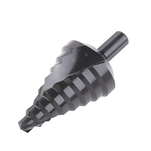 HSS 4241 Stufenbohrer 10-45 mm, gerade Spiralnut, Lochsägenschneider for Holz, Kunststoff, Eisenplatte, Kupfer, PVC-Werkzeug(10-45mm Black) von RTKYYZ