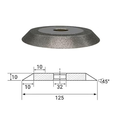 Schärfscheibe 100 mm 125 mm 150 mm Diamant-Schleifscheibe SDC Tct Sägeblattwerkzeuge 100/200/320/400 Körnung(125mm,100_45 DEGREE) von RTKYYZ