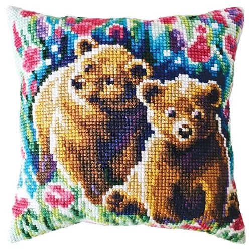 Kreuzstich-Stickkissen-Set für Erwachsene "Bärenjungen", 40 x 40 cm Kreuzstich-Stickkissen-Set für Erwachsene "Bärenjungen", 40 x 40 cm von RTO