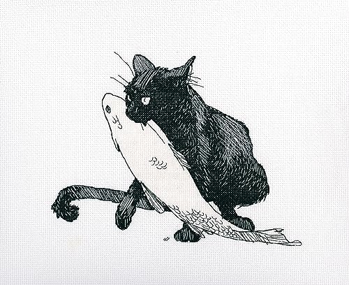 Kreuzstich-Stickset für Erwachsene, Tiere, Sweet Home – unter schwarzen Katzen, 23 x 18 cm, 14 CT von RTO