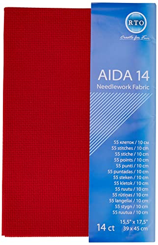 RTO Aida 14 Count Kreuzstich, rot, 39 x 45 cm von RTO
