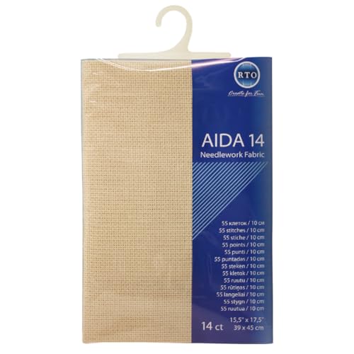 RTO Aida Zuschnitt, 14ct, beige, 39x45cm von RTO