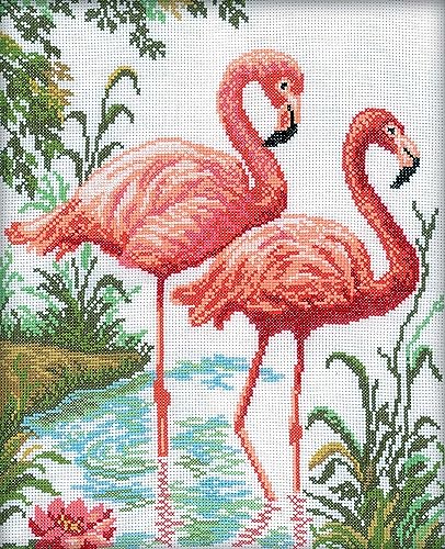 RTO Flamingo Kreuzstichset, Baumwolle, Mehrfarbig, 26x31 cm von RTO