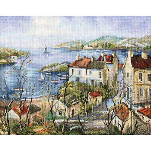 RTO M554 Ruhige Stadt am Meer Kreuzstichset, Baumwolle, Mehrfarbig, 35,5x28,5 cm von RTO