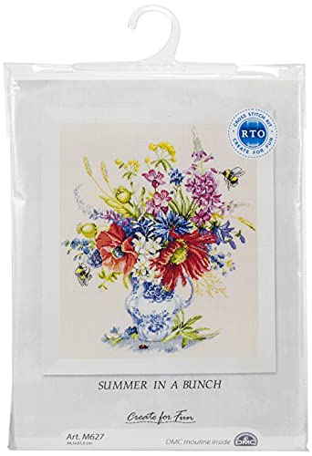 RTO M627 Sommerblumen Kreuzstichset, Baumwolle, Mehrfarbig, 34,5x37,5 cm von RTO