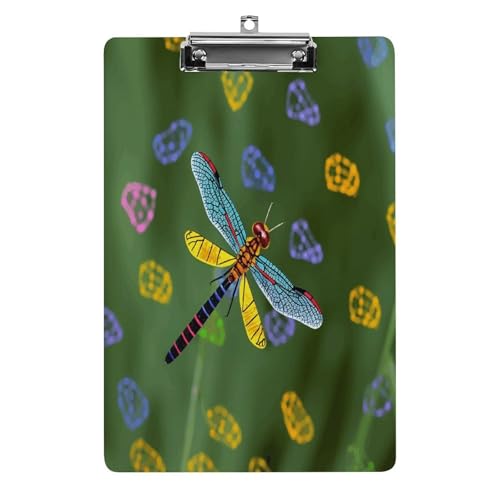 Acryl-Klemmbrett, 32,5 x 21,6 cm, lustig, bunt, Libellen-Druck, Dateibrett, Clip, niedlich, mit flachem Profil, für Bürobedarf Acryl-Klemmbrett, 32,5 x 21,6 cm, lustig, bunt, Libellen-Druck, Dateibrett, Clip, niedlich, mit flachem Profil, für Bürobedarf von RTSEBVN