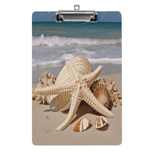 Acryl-Klemmbrett, 32,5 x 21,6 cm, lustig, groß, Muschel, Seestern, Druck-Dateibrett, Clip, niedlich, mit flachem Profil-Clip für Bürobedarf Acryl-Klemmbrett, 32,5 x 21,6 cm, lustig, groß, Muschel, Seestern, Druck-Dateibrett, Clip, niedlich, mit flachem Profil-Clip für Bürobedarf von RTSEBVN