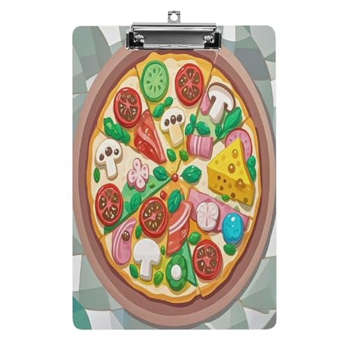 Acryl-Klemmbrett, 32,5 x 21,6 cm, lustig, niedlich, Pizza-Druck, Dateibrett, Clip, niedlich, mit flachem Profil-Clip für Büro Acryl-Klemmbrett, 32,5 x 21,6 cm, lustig, niedlich, Pizza-Druck, Dateibrett, Clip, niedlich, mit flachem Profil-Clip für Büro von RTSEBVN