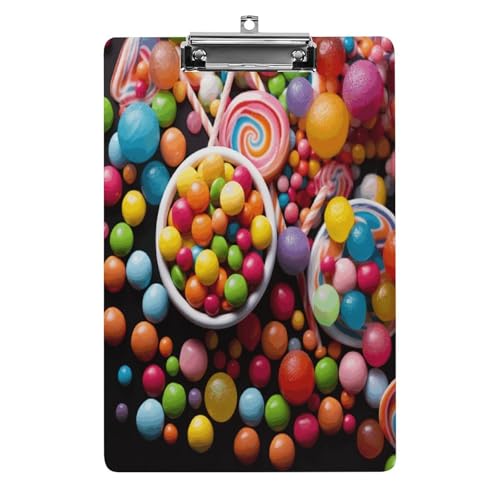 Acryl-Klemmbrett, 32,5 x 21,6 cm, lustige Farbe, Süßigkeiten-Druck, Dateibrett, Clip, niedlich, mit flachem Profil-Clip für Bürobedarf Acryl-Klemmbrett, 32,5 x 21,6 cm, lustige Farbe, Süßigkeiten-Druck, Dateibrett, Clip, niedlich, mit flachem Profil-Clip für Bürobedarf von RTSEBVN