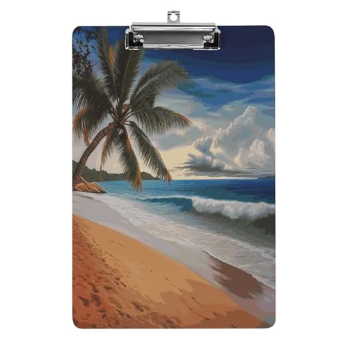 Acryl-Klemmbrett, 32,5 x 21,6 cm, lustige Kokosnussbaum, Sandstrand, Druck-Dateibrett, Clip, niedlich mit flachem Profil-Clip für Büro Acryl-Klemmbrett, 32,5 x 21,6 cm, lustige Kokosnussbaum, Sandstrand, Druck-Dateibrett, Clip, niedlich mit flachem Profil-Clip für Büro von RTSEBVN