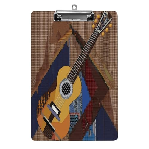 Acryl-Klemmbrett, 32,5 x 21,6 cm, lustige Nähte, Gitarrendruck, Dateibrett, Clip, niedlich, mit niedrigem Profil-Clip für Bürobedarf Acryl-Klemmbrett, 32,5 x 21,6 cm, lustige Nähte, Gitarrendruck, Dateibrett, Clip, niedlich, mit niedrigem Profil-Clip für Bürobedarf von RTSEBVN