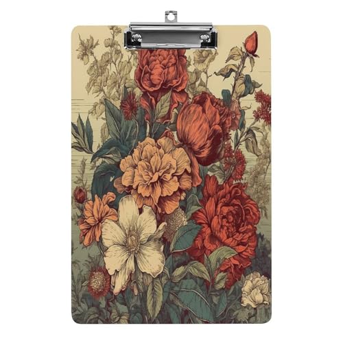 Acryl-Klemmbrett, 32,5 x 21,6 cm, lustige Retro-Blumenfarben, Druck-Dateibrett, Clip, niedlich, mit flachem Profil-Clip für Büro Acryl-Klemmbrett, 32,5 x 21,6 cm, lustige Retro-Blumenfarben, Druck-Dateibrett, Clip, niedlich, mit flachem Profil-Clip für Büro von RTSEBVN