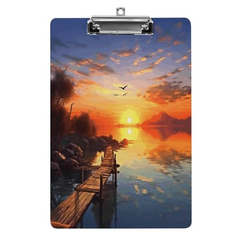Acryl-Klemmbrett, 32,5 x 21,6 cm, lustige Sonnenuntergang-Landschaft, Druck-Dateibrett, Clip, niedlich, mit niedrigem Profil-Clip für Bürobedarf Acryl-Klemmbrett, 32,5 x 21,6 cm, lustige Sonnenuntergang-Landschaft, Druck-Dateibrett, Clip, niedlich, mit niedrigem Profil-Clip für Bürobedarf von RTSEBVN