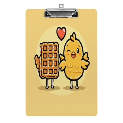 Acryl-Klemmbrett, 32,5 x 21,6 cm, lustige Waffeln und Huhn, Druck-Dateibrett, niedlich, mit flachem Profil-Clip für Bürobedarf Acryl-Klemmbrett, 32,5 x 21,6 cm, lustige Waffeln und Huhn, Druck-Dateibrett, niedlich, mit flachem Profil-Clip für Bürobedarf von RTSEBVN