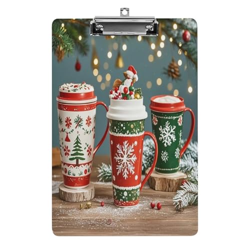 Acryl-Klemmbrett, 32,5 x 21,6 cm, lustige Wintergetränke, Druck-Dateibrett, Clip, niedlich, mit flachem Profil-Clip für Büro Acryl-Klemmbrett, 32,5 x 21,6 cm, lustige Wintergetränke, Druck-Dateibrett, Clip, niedlich, mit flachem Profil-Clip für Büro von RTSEBVN