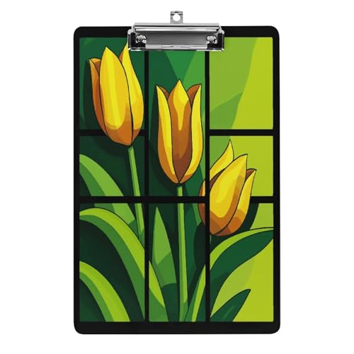 Acryl-Klemmbrett, 32,5 x 21,6 cm, lustige gelbe Blumendruck-Dateiplatte, niedlich, mit flachem Profil-Clip für Büro Acryl-Klemmbrett, 32,5 x 21,6 cm, lustige gelbe Blumendruck-Dateiplatte, niedlich, mit flachem Profil-Clip für Büro von RTSEBVN