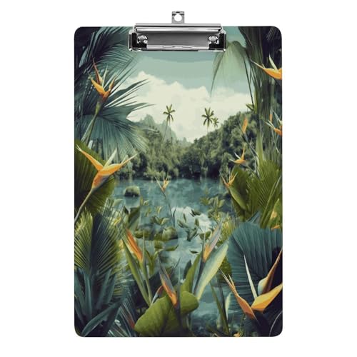 Acryl-Klemmbrett, 32,5 x 21,6 cm, lustige tropische Landschaft, Druck-Dateibrett, Clip, niedlich mit niedrigem Profil-Clip für Büro Acryl-Klemmbrett, 32,5 x 21,6 cm, lustige tropische Landschaft, Druck-Dateibrett, Clip, niedlich mit niedrigem Profil-Clip für Büro von RTSEBVN