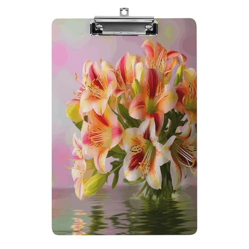 Acryl-Klemmbrett, 32,5 x 21,6 cm, lustiger Alstroemeria-Druck, Dateibrett, Clip, niedlich, mit niedrigem Profil-Clip für Bürobedarf Acryl-Klemmbrett, 32,5 x 21,6 cm, lustiger Alstroemeria-Druck, Dateibrett, Clip, niedlich, mit niedrigem Profil-Clip für Bürobedarf von RTSEBVN