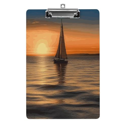 Acryl-Klemmbrett, 32,5 x 21,6 cm, lustiger Sonnenuntergang, Strand, Segelboot, Druck-Dateibrett, Clip, niedlich, mit flachem Profil-Clip für Bürobedarf Acryl-Klemmbrett, 32,5 x 21,6 cm, lustiger Sonnenuntergang, Strand, Segelboot, Druck-Dateibrett, Clip, niedlich, mit flachem Profil-Clip für Bürobedarf von RTSEBVN