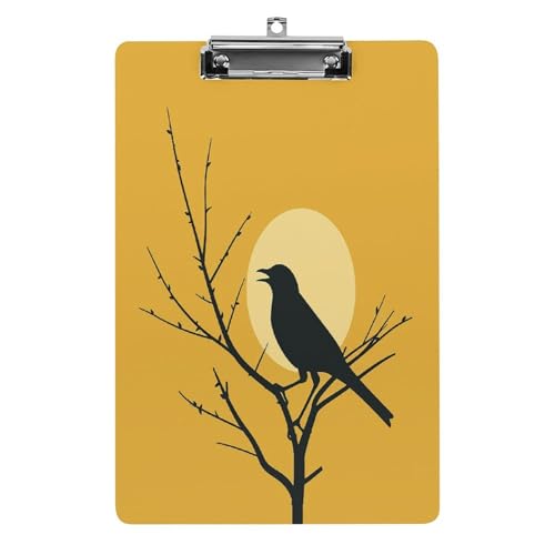 Acryl-Klemmbrett, 32,5 x 21,6 cm, lustiger Vogel auf Baum, Druck-Dateibrett, niedlich, mit flachem Profil-Clip für Bürobedarf Acryl-Klemmbrett, 32,5 x 21,6 cm, lustiger Vogel auf Baum, Druck-Dateibrett, niedlich, mit flachem Profil-Clip für Bürobedarf von RTSEBVN