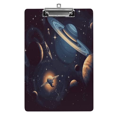 Acryl-Klemmbrett, 32,5 x 21,6 cm, lustiger Weltraum-Druck, Dateibrett, Clip, niedlich, mit flachem Profil-Clip für Bürobedarf Acryl-Klemmbrett, 32,5 x 21,6 cm, lustiger Weltraum-Druck, Dateibrett, Clip, niedlich, mit flachem Profil-Clip für Bürobedarf von RTSEBVN