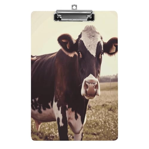 Acryl-Klemmbrett, 32,5 x 21,6 cm, lustiges Tier, Kuh, Druck-Dateibrett, Clip, niedlich, mit niedrigem Profil-Clip für Büro Acryl-Klemmbrett, 32,5 x 21,6 cm, lustiges Tier, Kuh, Druck-Dateibrett, Clip, niedlich, mit niedrigem Profil-Clip für Büro von RTSEBVN
