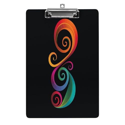 Acryl-Klemmbrett, 32,5 x 21,6 cm, lustiges buntes Wirbelmuster, Druck-Dateibrett, Clip, niedlich mit niedrigem Profil-Clip für Büro Acryl-Klemmbrett, 32,5 x 21,6 cm, lustiges buntes Wirbelmuster, Druck-Dateibrett, Clip, niedlich mit niedrigem Profil-Clip für Büro von RTSEBVN