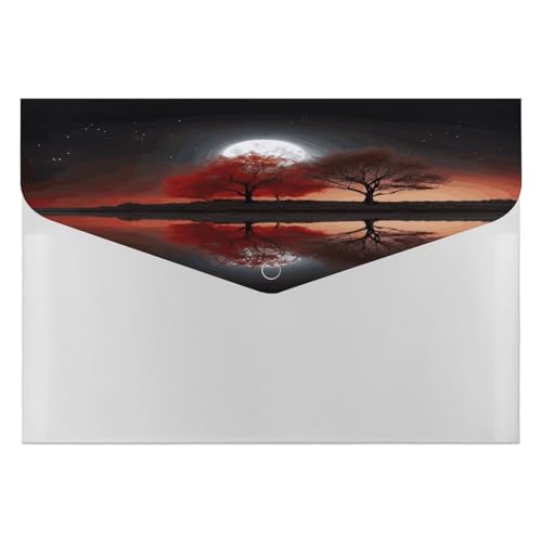 Dokumentenmappen, tragbar, roter Baum, See, Mond, Druck, Datei-Aufbewahrungstasche, langlebig, Ordner, Organizer für Zuhause oder Büro Dokumentenmappen, tragbar, roter Baum, See, Mond, Druck, Datei-Aufbewahrungstasche, langlebig, Ordner, Organizer für Zuhause oder Büro von RTSEBVN