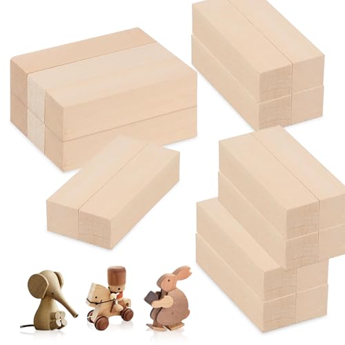 20 Stück Schnitzholz Linde, Lindenholz zum Schnitzen 10x2.5x2.5cm Holzblöcke Rohlinge Basteln Holzklötze für DIY Handschnitzen und Drechseln, für Kinder und Erwachsenee von RTSHUK