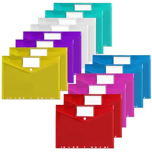 Dokumententasche, 14 Stück Dokumentenmappe A4 zum Abheften mit Druckknopf und Etikettentasche 7 Farben Wasserdicht Dokumententasche Abheftbar für Dokumente Organisiere von RTSHUK