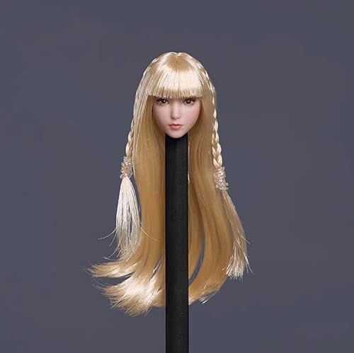 RTYBCDE 1/12 Maßstab weibliche Kopf-Skulptur, asiatisches Mädchen Blasses Haut geschnitzt für 6-Zoll Action-Figuren-Körper-Sammlung (A) von RTYBCDE