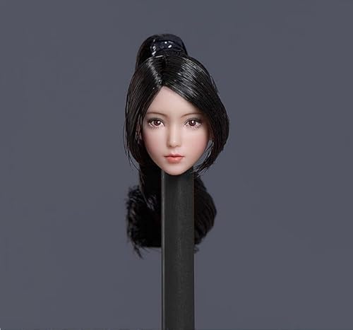 RTYBCDE 1/12 Maßstab weibliche Kopf-Skulptur, asiatisches Mädchen Blasses Haut geschnitzt für 6-Zoll Action-Figuren-Körper-Sammlung (B) von RTYBCDE
