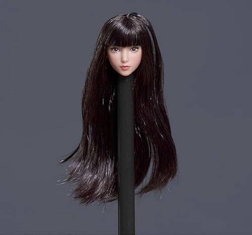 RTYBCDE 1/12 Maßstab weibliche Kopf-Skulptur, asiatisches Mädchen Blasses Haut geschnitzt für 6-Zoll Action-Figuren-Körper-Sammlung (E) von RTYBCDE