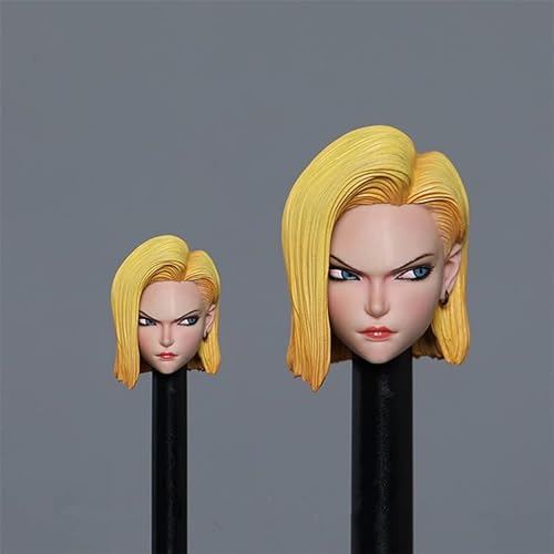 RTYBCDE 1/12 Weibliche Kopfskulptur, Anime-Mädchen mit hellhäutigem Kopf, geschnitzt für 6-Zoll-Aktionfigur-Puppenkörper (1/12-Skala, Strabismus-Version) von RTYBCDE