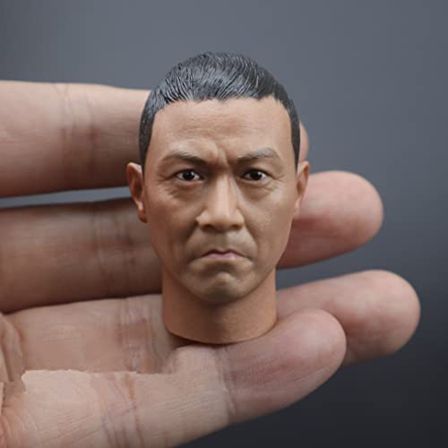 RTYBCDE 1/6 Männliche Figurkopf-Skulptur, Asiatischer starker Mann mit langem Hals, Geschnitzte Kopfskulptur für 12-Zoll-männliche Soldaten-Aktionfigur (C) von RTYBCDE