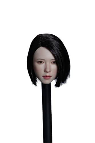 RTYBCDE 1/6 Maßstab Kopf-Skulptur, asiatisches Mädchen gebräunte Haut Kopf-Skulptur für 12-Zoll weibliche PH TBL JO Action-Figuren (schwarzes kurzes Haar) von RTYBCDE