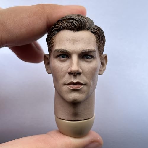 RTYBCDE 1/6 Maßstab männliche Kopf-Skulptur, europäischer Mann Langer Hals Kopf geschnitzt für 12-Zoll männliche Soldaten Action-Figuren-Körper (A) von RTYBCDE