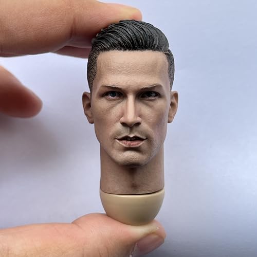RTYBCDE 1/6 Maßstab männliche Kopf-Skulptur, europäischer Mann Langer Hals Kopf geschnitzt für 12-Zoll männliche Soldaten Action-Figuren-Körper (C) von RTYBCDE
